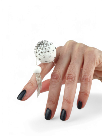 Muse Chains – inel statement din argint și rășină texturată, bijuterie contemporană [2]