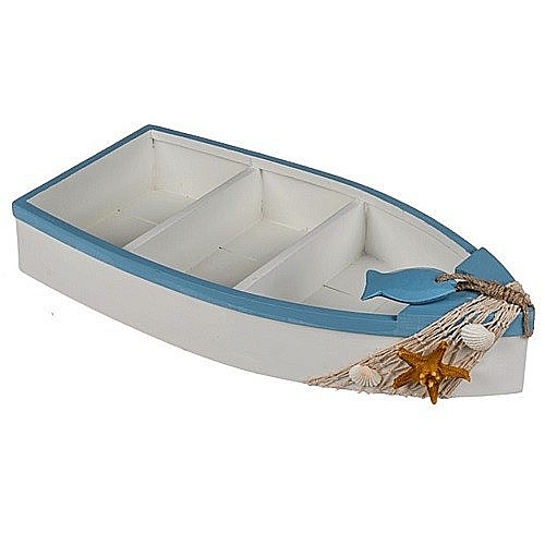 Decorațiune din Lemn în Formă de Bărcuță cu Elemente Marine – 42×20×7 cm [2]