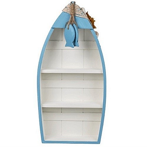 Decorațiune din Lemn în Formă de Bărcuță cu Elemente Marine – 42×20×7 cm [3]