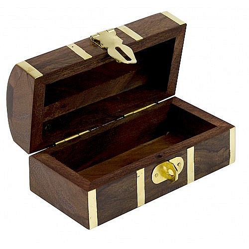 Cutie din lemn Cufar cu ancora, 10x5x4cm [2]