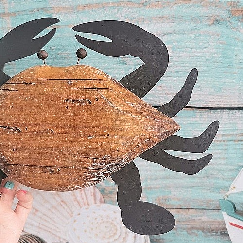 Decoratiune Crab din lemn si metal, 30x20cm [3]