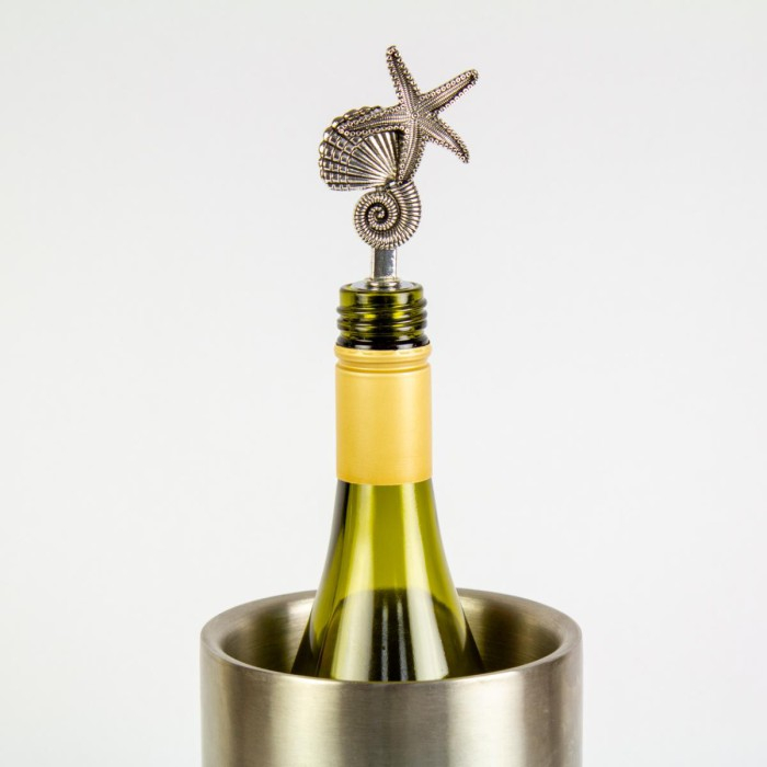 Dop Argintiu pentru Sticle de Vin cu Decor Marine - scoica, melc si stea de mare [2]