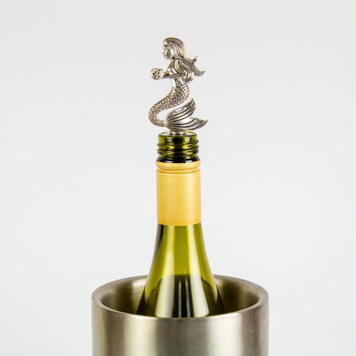 Dop Argintiu pentru Sticle de Vin cu Decor Sirenă [2]