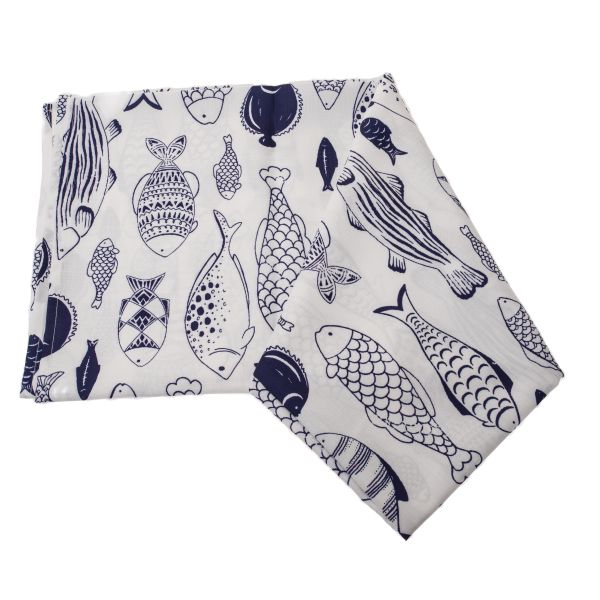 Față de Masă Impermeabilă cu Pești – 140×140 cm, Model Marin [1]