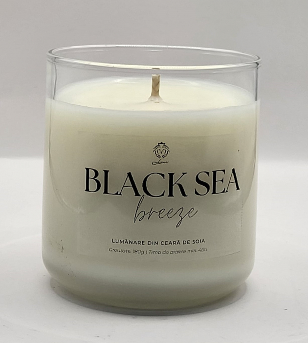 Lumânare din ceară de soia ecologică în pahar de sticlă reutilizabil Black Sea Breeze, 180 gr [4]