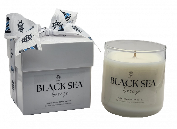Lumânare din ceară de soia ecologică în pahar de sticlă reutilizabil Black Sea Breeze, 180 gr [3]