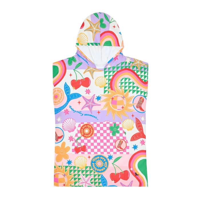 Poncho cu Gluga pentru Copii Dock & Bay Good Vibes Club, 6–10 Ani – 75 x 55 cm, cu Saculet [2]