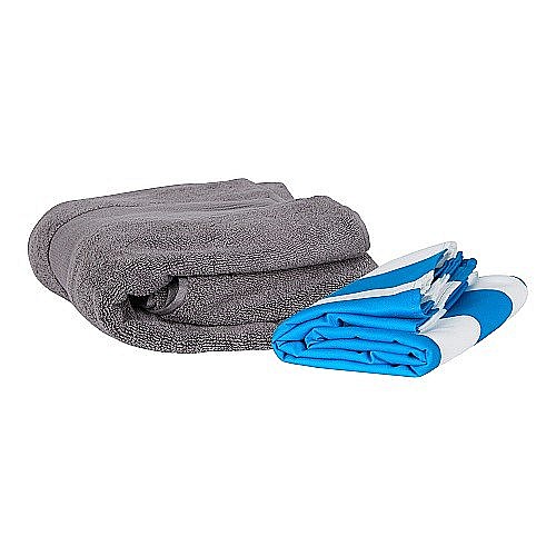 Set prosop de plaja Dock and Bay extra large 200*90, Microfibra/Poliamida,  Blue / Alb [4]