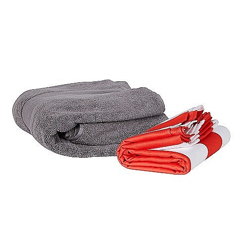 Set prosop de plaja Dock and Bay extra large 200*90, Microfibra/Poliamida,  Coral/alb [3]