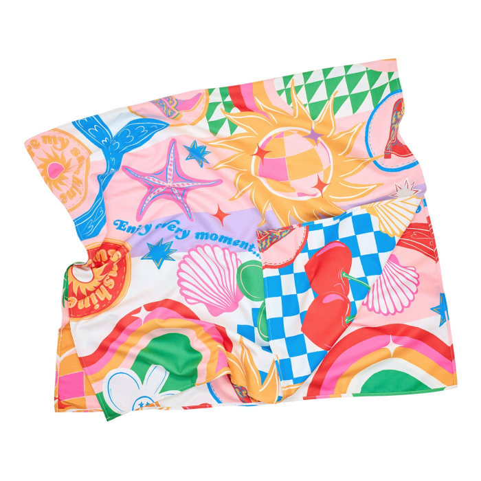 Prosop de Plaja pentru Copii Dock & Bay Good Vibes Club – 160 x 90 cm, cu Saculet [3]
