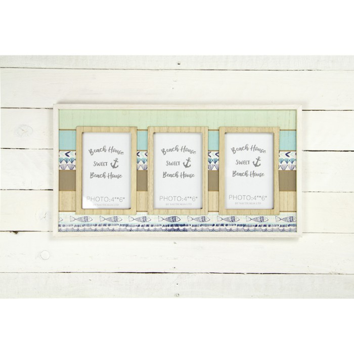 Ramă foto triplă “Beach House” – stil marin, 45x25 cm [2]