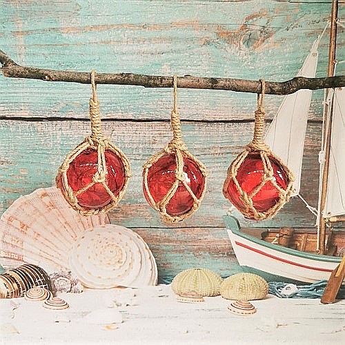 Set 3 Plute de pescuit decorative sticla rosie [5]