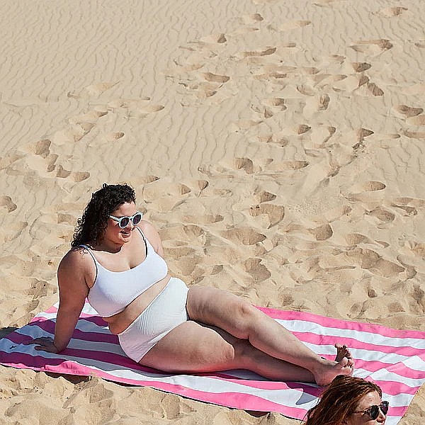 Set prosop de plaja Dock and Bay extra large 200*90, Microfibra/Poliamida, Pink / Alb [3]