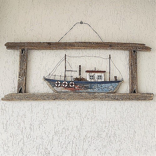 Tablou lemn Barca de pescuit, 68cm [2]