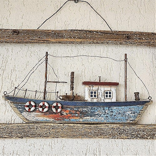Tablou lemn Barca de pescuit, 68cm [5]