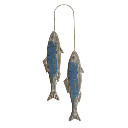 DECORATIUNI - Decoratiune Suspendata cu 2 Pesti din Lemn Albastru – 20 cm