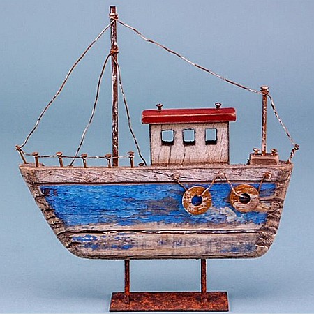 Pescuit - Barca decorativa tip trawler, 23X22 cm