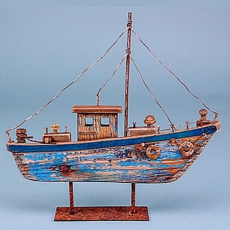 Pescuit - Barca decorativa tip trawler, 28X27 cm