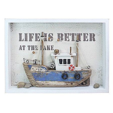 Tablouri - Barca tip trawler in cutie, lemn - 26 CM