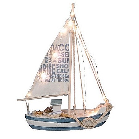 Barci, vapoare, ambarcatiuni - Barca decorativa bleu cu Led-uri