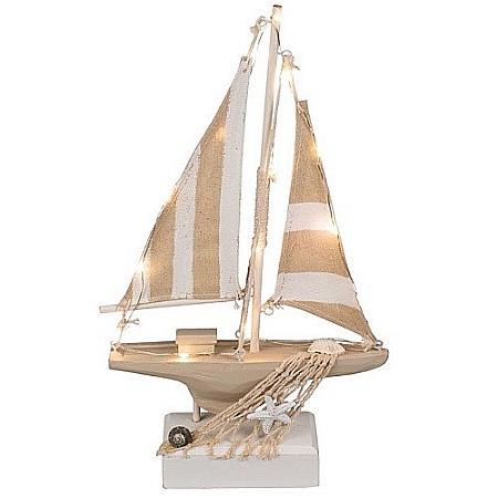 Barci, vapoare, ambarcatiuni - Barcuta decorativa crem cu Led
