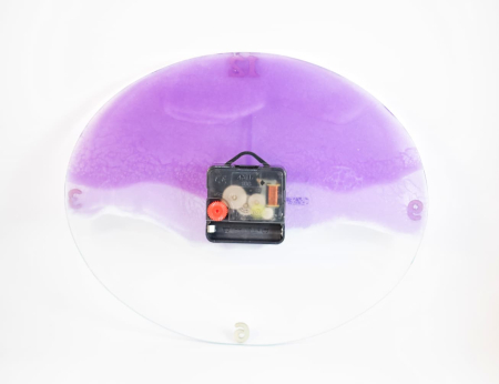 Ceas de perete oval din sticlă lucrat manual – “Valuri de Amethyst” (22x28x4 cm) [1]