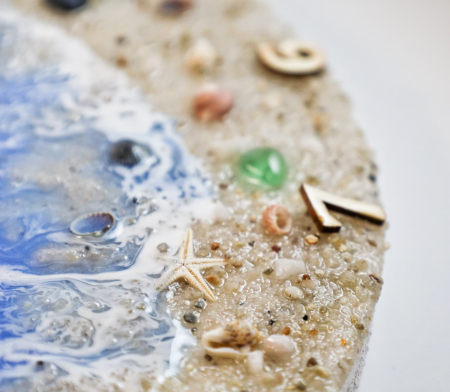 Ceas de Perete Unicat „Valurile Mării” – Rasini Epoxidice & Elemente Naturale, 26 cm [4]