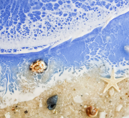 Ceas de Perete Unicat „Valurile Mării” – Rasini Epoxidice & Elemente Naturale, 26 cm [2]