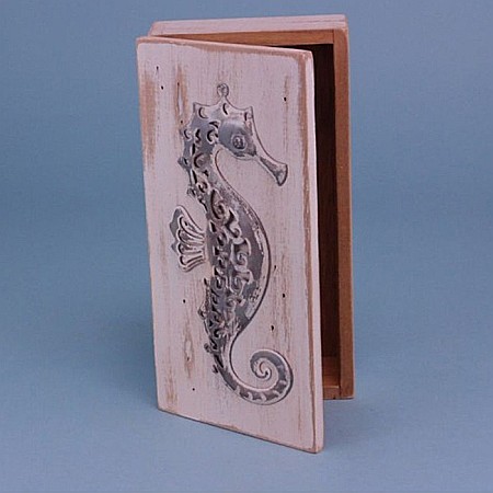 DECORATIUNI - Cutie decorativa din lemn, calut de mare, 24x12cm
