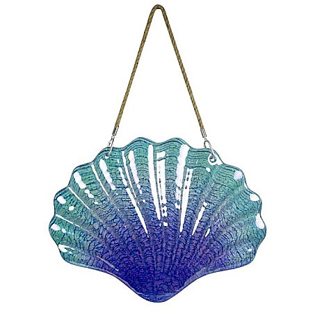 OUTDOOR - Decorațiune din Sticlă în Formă de Scoică Scallop - Albastru Variat, 43x32cm