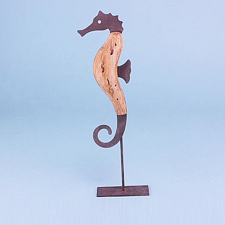 Decoratiune Calut de Mare din Lemn pe Stativ Metalic, 38cm [0]