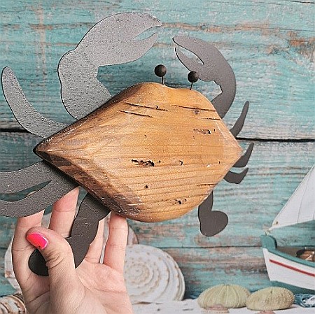 Decoratiune Crab din lemn si metal, 30x20cm [1]