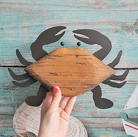 Decoratiune Crab din lemn si metal, 30x20cm [3]