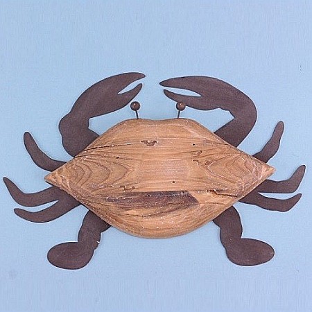 Tablouri - Decoratiune Crab din lemn si metal, 30x20cm