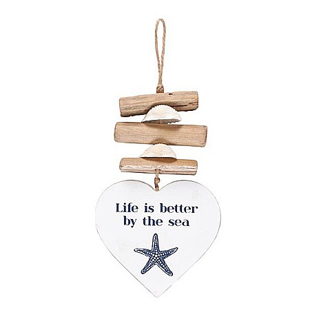 Diverse obiecte decorative - Decoratiune din lemn de agatat - Life is better by the sea