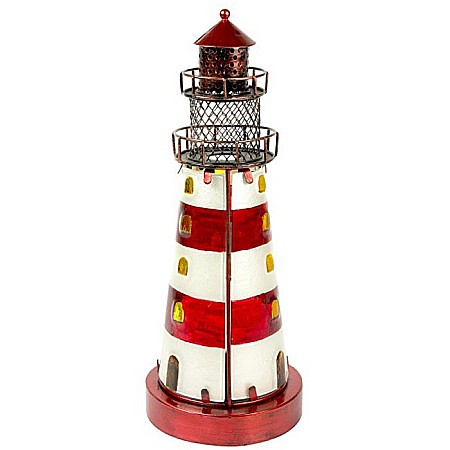 Far de coasta - Decoratiune far de coasta din sticla, rosu, 32 cm