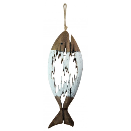 Decoratiuni care se agata - Decoratiune Suspendata Peste din Lemn – 47 x 16 x 4 cm