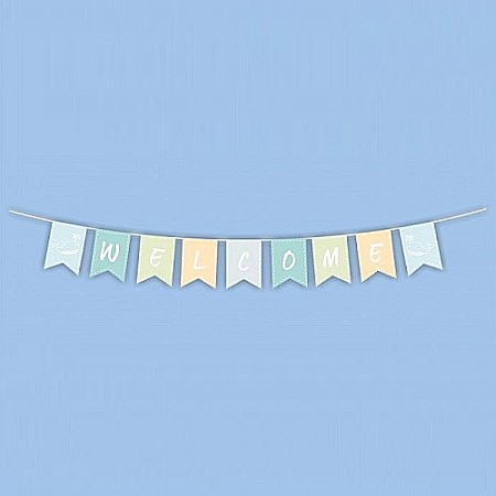 Decoratiuni care se agata - Ghirlanda stegulete lemn Welcome