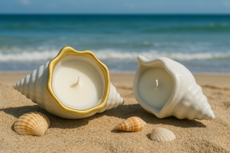 Lumânare din ceară de soia ecologică în forma de cochilie de melc [0]