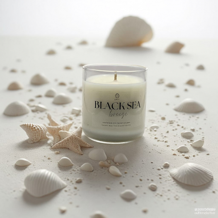 Lumanari decorative si suporturi - Lumânare din ceară de soia ecologică în pahar de sticlă reutilizabil Black Sea Breeze, 180 gr