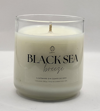 Lumânare din ceară de soia ecologică în pahar de sticlă reutilizabil Black Sea Breeze, 180 gr [3]