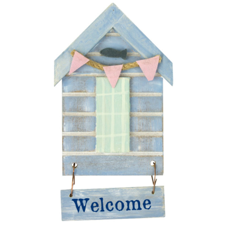 Decoratiuni care se agata - Magnet Decorativ Casuta de Plaja „Welcome” din Lemn – 12 cm