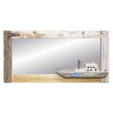 DECORATIUNI - Oglinda Rustica cu Vapor Pescaresti – Rama din Lemn, 80 x 40 x 5 cm