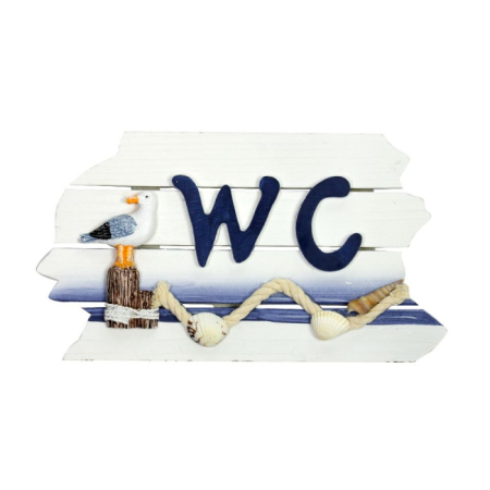 BAIE - Placuta Decorativa WC cu Pescarus din Lemn – 30 cm