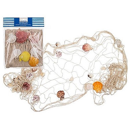 Decoratiuni - Plasă Decorativă de Pescuit cu Scoici Naturale – 100×200 cm
