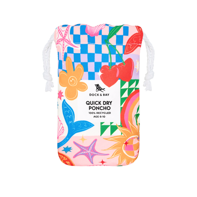 Poncho cu Gluga pentru Copii Dock & Bay Good Vibes Club, 6–10 Ani – 75 x 55 cm, cu Saculet [2]
