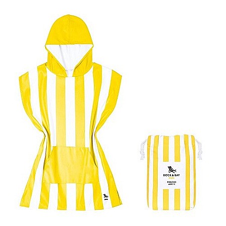 Prosoape pentru plaja si piscina - Set prosop poncho copii Dock and Bay, Poliester, Galben 2-4 ani