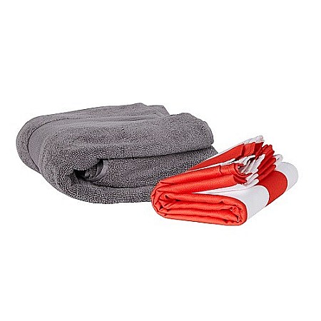 Set prosop de plaja Dock and Bay extra large 200*90, Microfibra/Poliamida,  Coral/alb [2]