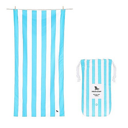 Prosoape pentru plaja si piscina - Set prosop de plaja Dock and Bay extra large 200*90, Microfibra/Poliamida,  Bleu/alb