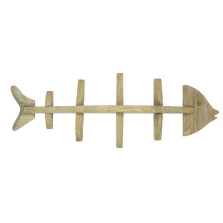 DECORATIUNI - Raft decorativ din lemn în formă de pește – 66x23x13 cm